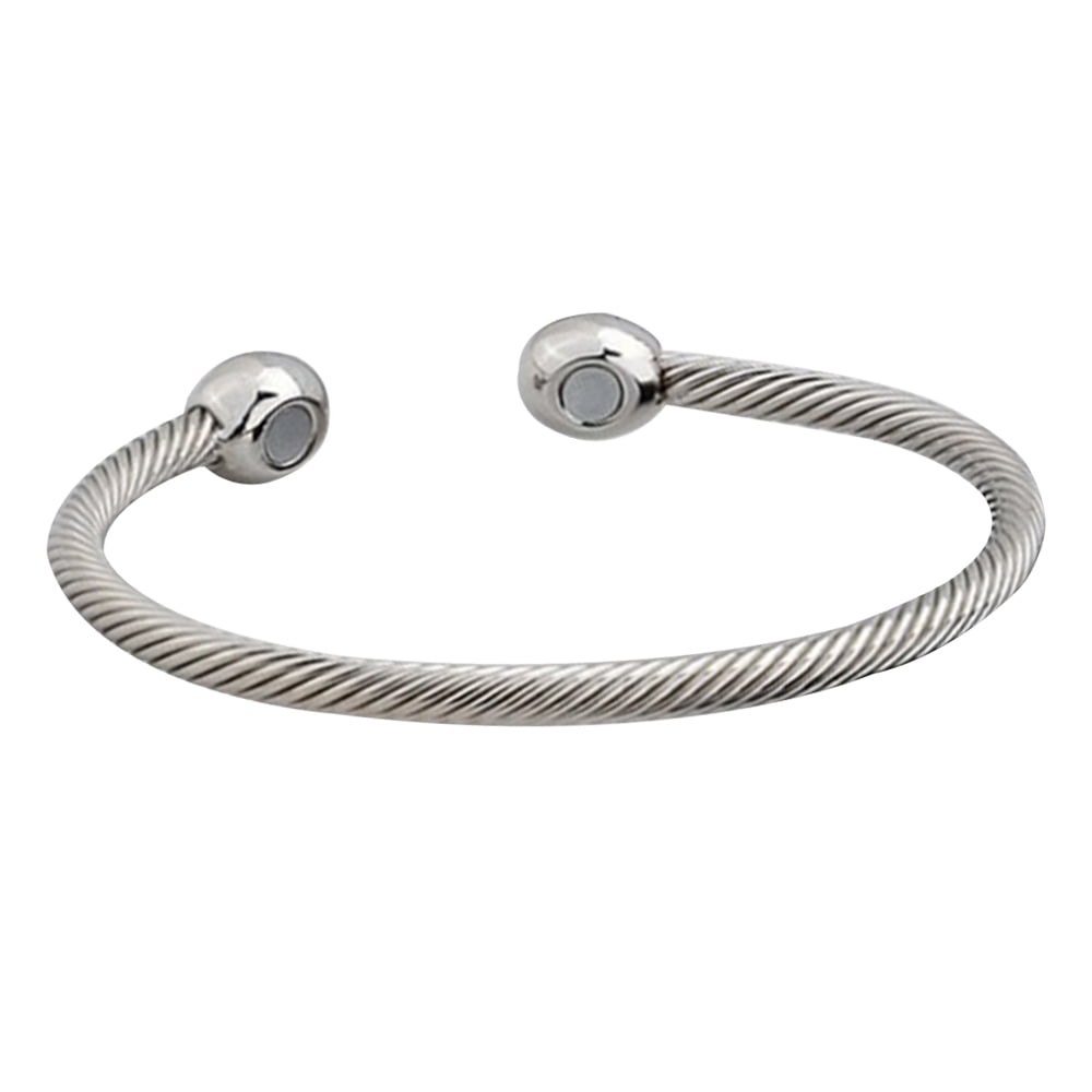 7.6 Stainless Steel Celtic Twisted Cable Wire Torc Cuff Bangle with Ball Length 